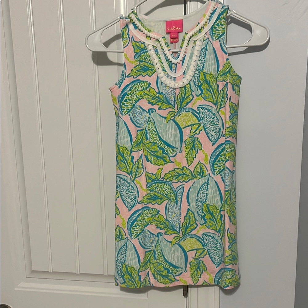 Lilly Pulitzer Sleeveless Leaf Print Dress Sz Girls Medium 6-7 NWT